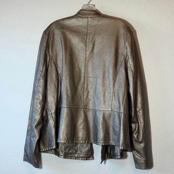 GOOD Lane Bryant Metallic Vegan Lesther Moto Jacket Women’s size 18/20 - Picture 7 of 8
